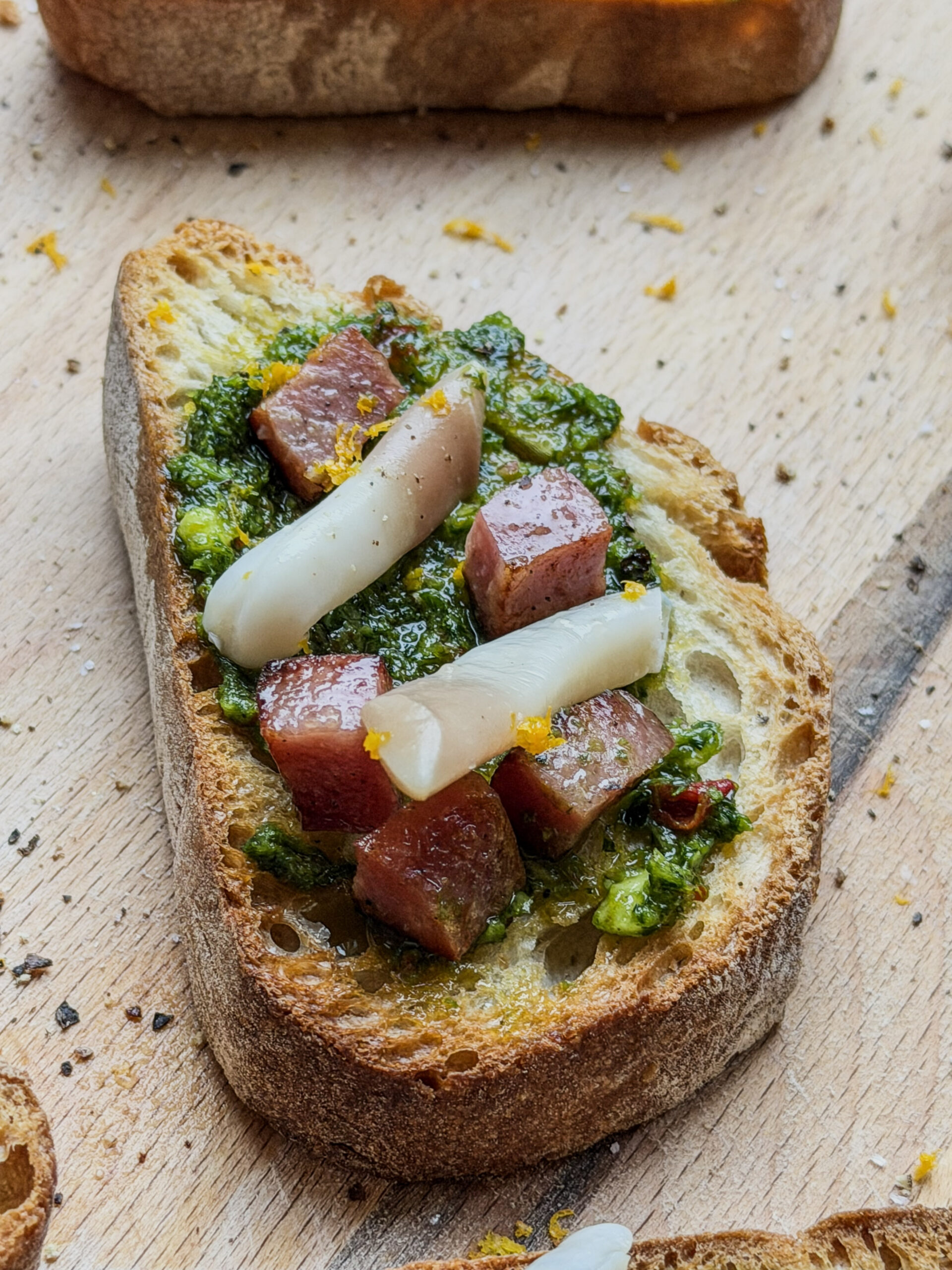 Bruschetta met scheermessen